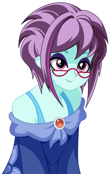 Size: 562x892 | Tagged: safe, artist:rosemile mulberry, derpibooru import, sunny flare, equestria girls, alternate hair color, clothes, female, glasses, nightgown, off shoulder, simple background, solo, white background
