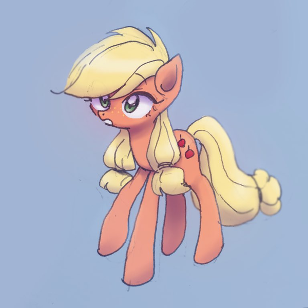 Size: 768x768 | Tagged: safe, artist:xp_r6, derpibooru import, applejack, earth pony, pony, blue background, female, mare, simple background, solo