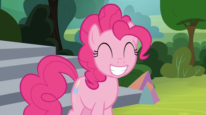 Size: 1920x1080 | Tagged: safe, derpibooru import, screencap, pinkie pie, pony, horse play, cute, diapinkes, eyes closed, grin, smiling, solo