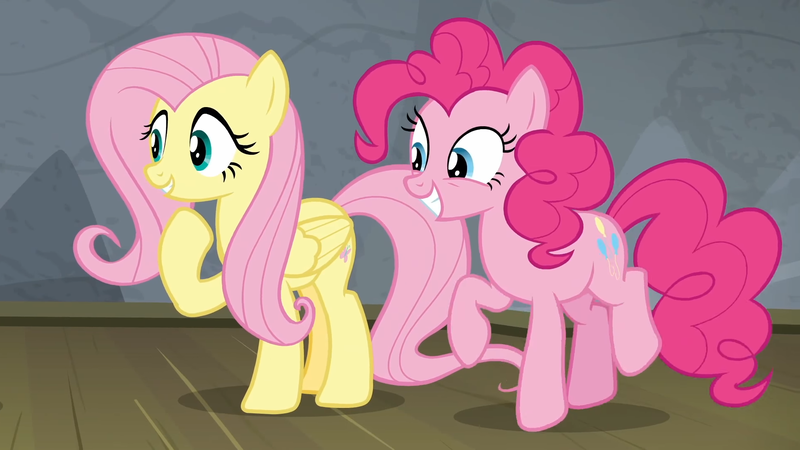 Size: 1920x1080 | Tagged: derpibooru import, excited, fluttershy, horse play, pinkie pie, safe, screencap