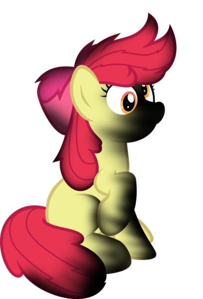 Size: 3000x4416 | Tagged: apple bloom, artist:sollace, burned, derped, derpibooru import, implied explosion, messy mane, missing cutie mark, safe, simple background, sitting, solo, transparent background, vector