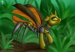 Size: 2000x1400 | Tagged: ant, artist:6editor9, artist:shidotara, beetle, changeling, changeling oc, derpibooru import, oc, oc:beetle, safe, solo, wings