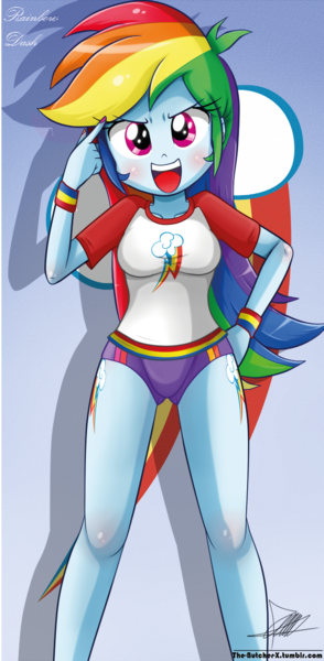 Size: 648x1321 | Tagged: suggestive, artist:the-butch-x, derpibooru import, edit, editor:slayerbvc, rainbow dash, equestria girls, rainbow rocks, beautiful x, both cutie marks, breasts, clothes, cutie mark, cutie mark background, cutie mark on equestria girl, female, legs, nail polish, no pants, pajamas, panties, purple underwear, signature, solo, solo female, underwear