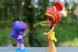 Size: 6000x4000 | Tagged: safe, artist:artofmagicpoland, derpibooru import, sci-twi, sunset shimmer, twilight sparkle, equestria girls, equestria girls series, clothes, doll, equestria girls minis, fight, swimsuit, toy, ultra minis