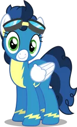 Size: 3020x5000 | Tagged: safe, artist:dashiesparkle, derpibooru import, high winds, pegasus, pony, newbie dash, .svg available, absurd resolution, clothes, female, goggles, mare, simple background, smiling, solo, transparent background, uniform, vector, wonderbolts uniform