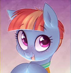 Size: 560x573 | Tagged: safe, artist:toroitimu, derpibooru import, windy whistles, pegasus, pony, blushing, chromatic aberration, cute, digital art, explicit source, female, freckles, heart eyes, looking at you, mare, open mouth, smiling, solo, windybetes, wingding eyes