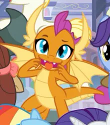 Size: 221x251 | Tagged: safe, derpibooru import, screencap, november rain, rainbow dash, rarity, smolder, yona, dragon, pony, yak, school daze, class clown, claws, cropped, cute, dragoness, faic, female, flying, friendship student, horns, looking at you, making faces, open mouth, silly, silly dragon, slit eyes, smiling, smolderbetes, solo focus, spread wings, teenaged dragon, teenager, tongue out, wings