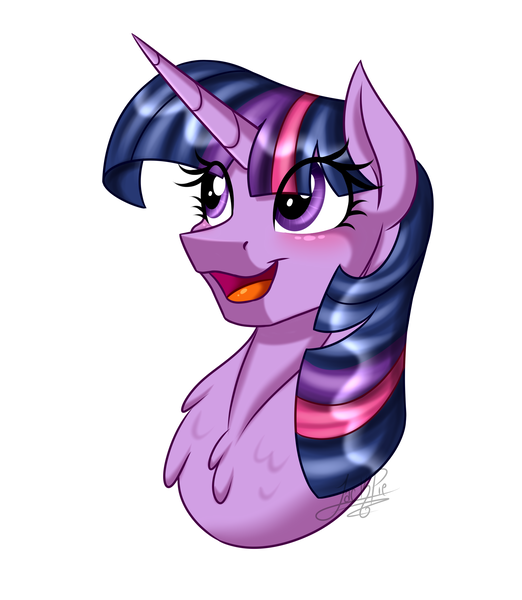 Size: 2000x2300 | Tagged: safe, artist:jack-pie, derpibooru import, twilight sparkle, pony, unicorn, blushing, cute, female, happy, mare, open mouth, simple background, smiling, solo, unicorn twilight, white background