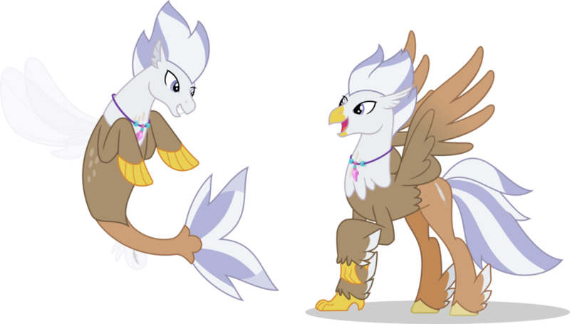 Size: 1024x582 | Tagged: artist:mlp-trailgrazer, classical hippogriff, classical hippogriffied, derpibooru import, duality, feathered fetlocks, hippogriff, hippogriffied, jewelry, necklace, oc, oc:silver quill, open beak, raised claw, safe, seaponified, seapony (g4), seapony silver quill, simple background, solo, species swap, spread wings, transparent background, wings