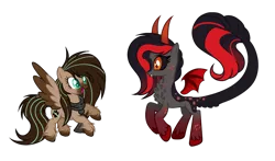 Size: 1024x602 | Tagged: safe, artist:mintoria, derpibooru import, oc, oc:hyde, oc:mint, unofficial characters only, dracony, hybrid, pegasus, pony, black sclera, clothes, female, mare, scarf, simple background, transparent background