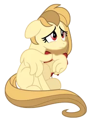 Size: 3495x4635 | Tagged: safe, artist:estories, derpibooru import, oc, oc:alice goldenfeather, pegasus, pony, female, high res, mare, sad, simple background, solo, transparent background, vector, wing hands