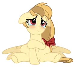 Size: 4236x3888 | Tagged: safe, artist:estories, derpibooru import, oc, oc:alice goldenfeather, pegasus, pony, blushing, female, floppy ears, high res, mare, sad, simple background, sitting, solo, teary eyes, transparent background, vector, wavy mouth