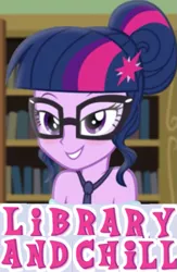 Size: 613x940 | Tagged: suggestive, artist:spectre-z, derpibooru import, edit, sci-twi, twilight sparkle, equestria girls, caption, cropped, expand dong, female, image macro, implied nudity, meme, solo, solo female