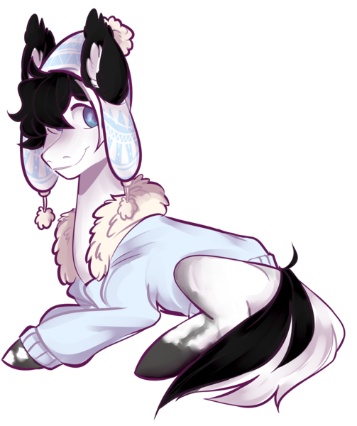 Size: 2280x2720 | Tagged: safe, artist:kazanzh, derpibooru import, oc, pony, clothes, high res, jacket, male, prone, simple background, snow cap, solo, stallion, transparent background