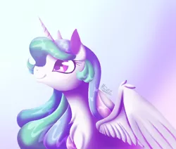 Size: 766x651 | Tagged: safe, artist:miiv12, derpibooru import, princess celestia, alicorn, pony, chest fluff, female, looking up, mare, smiling, solo