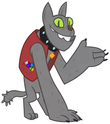 Size: 4432x4997 | Tagged: absurd resolution, artist:zutheskunk traces, clothes, collar, derpibooru import, diamond dog, dog collar, gem, jacket, male, raised paw, resource, rover, safe, simple background, solo, .svg available, transparent background, vector