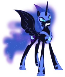 Size: 4282x5000 | Tagged: safe, artist:zutheskunk traces, derpibooru import, nightmare moon, alicorn, pony, .svg available, absurd resolution, angry, armor, ethereal mane, female, mare, resource, simple background, solo, spread wings, starry mane, transparent background, vector, wings