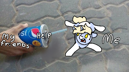 Size: 500x281 | Tagged: artist:nootaz, derpibooru import, edit, female, hand, human, irl, meme, metaphor, noot abuse, oc, oc:nootaz, pepsi, photo, ponies in real life, safe, soda