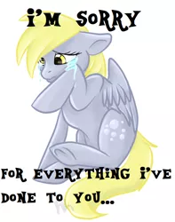 Size: 526x669 | Tagged: apology, artist:kuroryushin, bronybait, crying, depressed, depressing, derpibooru import, derpy hooves, edit, sad, safe, solo