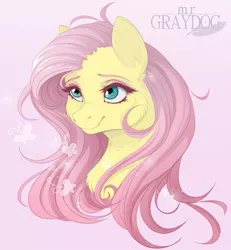 Size: 855x927 | Tagged: safe, artist:mrgdog, derpibooru import, fluttershy, pegasus, pony, bust, cheek fluff, chest fluff, female, looking away, looking up, mare, portrait, smiling, solo