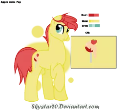 Size: 1224x1116 | Tagged: safe, artist:skystar20, derpibooru import, oc, oc:apple juice pop, unofficial characters only, earth pony, pony, male, offspring, parent:applejack, parent:caramel, parents:carajack, reference sheet, simple background, solo, stallion, transparent background