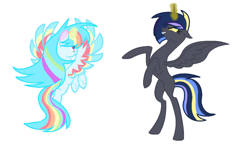Size: 1174x752 | Tagged: safe, artist:thesmall-artist, derpibooru import, oc, oc:colour sparkling, oc:sparkle dash, unofficial characters only, alicorn, pony, magical lesbian spawn, nightmare form, offspring, parent:rainbow dash, parent:twilight sparkle, parents:twidash, rainbow power, simple background, transparent background