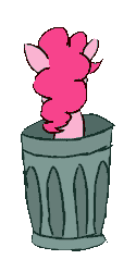 Size: 400x800 | Tagged: safe, artist:threetwotwo32232, derpibooru import, pinkie pie, earth pony, pony, 30 minute art challenge, animated, female, i have done nothing productive all day, mare, rotating, simple background, solo, transparent background, trash can