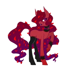 Size: 1280x1174 | Tagged: safe, artist:royalroseadopts, derpibooru import, oc, oc:scarlette, unofficial characters only, pony, choker, clothes, garter, lipstick, one hoof raised, simple background, solo, stockings, thigh highs, transparent background