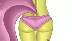 Size: 3840x2160 | Tagged: alternate version, anthro, artist:mranthony2, ass, butt, butt only, clothes, derpibooru import, dock, female, flutterbutt, fluttershy, missing cutie mark, panties, pink underwear, raised tail, simple background, solo, solo female, suggestive, tail, underwear