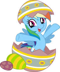 Size: 7000x8440 | Tagged: safe, artist:luckreza8, derpibooru import, rainbow dash, surprise, pegasus, pony, absurd resolution, cute, dashabetes, easter, easter egg, female, holiday, mare, simple background, transparent background, vector