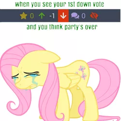 Size: 803x803 | Tagged: 1st down vote, comments, crying fluttershy, derpibooru import, downvote, favorite, fluttershy, meme, sad fluttershy, safe, upvote, when x and y