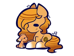 Size: 1600x1200 | Tagged: safe, artist:naty7913, derpibooru import, oc, oc:snickerdoodle, earth pony, pony, rabbit, chibi, prone, simple background, solo, transparent background