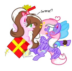 Size: 1019x1004 | Tagged: safe, artist:rachelclaraart, derpibooru import, oc, oc:rainbow biscuit, unofficial characters only, pegasus, pony, base used, box, female, mare, pony in a box, simple background, surprised, transparent background