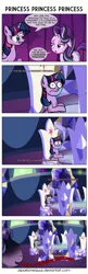 Size: 1675x5200 | Tagged: safe, artist:zsparkonequus, derpibooru import, starlight glimmer, twilight sparkle, twilight sparkle (alicorn), alicorn, pony, unicorn, horse play, arrested development, comic, female, friendship throne, hello darkness my old friend, lidded eyes, mare, reference, simon and garfunkel, song reference, speech bubble, the sound of silence, twilight's castle