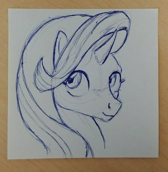 Size: 701x720 | Tagged: safe, artist:sagebrush, derpibooru import, starlight glimmer, pony, unicorn, bust, portrait, sketch, solo, traditional art