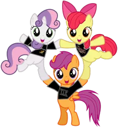 Size: 860x928 | Tagged: safe, artist:thatguy1945, artist:ziomal1987, derpibooru import, edit, vector edit, apple bloom, scootaloo, sweetie belle, earth pony, pegasus, pony, unicorn, arkona, cutie mark crusaders, female, filly, foal, folk metal, orphaned land, simple background, transparent background, trio, tyr, vector