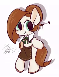 Size: 638x824 | Tagged: apron, artist:oc_ponys, clothes, derpibooru import, female, mare, necktie, oc, oc:nel drip, safe, semi-anthro, simple background, smiling, solo, unofficial characters only