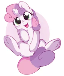Size: 854x1001 | Tagged: safe, artist:angrylittlerodent, derpibooru import, sweetie belle, pony, unicorn, blushing, censored, cute, diasweetes, female, filly, looking at you, lying down, open mouth, smiling, solo, style emulation