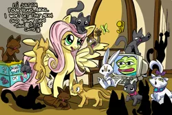Size: 1024x683 | Tagged: safe, artist:lytlethelemur, derpibooru import, angel bunny, fluttershy, opalescence, butterfly, cat, pegasus, pony, rabbit, computer, cool s, donald trump, drama bait, fancy s, grab her by the pussy, obtrusive watermark, paws, pepe, pepe the frog, politics, pun, s symbol, the walking dead, underpaw, visual pun, watermark, woke