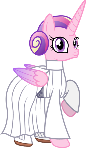 Size: 464x800 | Tagged: safe, artist:cloudyglow, derpibooru import, princess cadance, alicorn, pony, clothes, cosplay, costume, crossover, disney, female, mare, princess leia, simple background, solo, star wars, transparent background