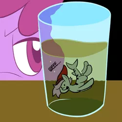 Size: 576x576 | Tagged: artist:pembroke, berry punch, berryshine, derpibooru import, drinking glass, here comes berry punch, just ask berry punch, micro, oc, oc:bleedshark, original species, safe, shark pony, swimming