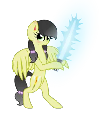 Size: 803x977 | Tagged: safe, artist:darbypop1, derpibooru import, oc, oc:irene sky, pegasus, pony, bipedal, female, lightsaber, mare, simple background, solo, star wars, transparent background, weapon