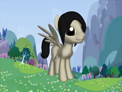 Size: 2000x1500 | Tagged: safe, artist:damiranc1, derpibooru import, pegasus, pony, 3d pony creator, charles manson, charlie manson, flower, grass, mountain, tree