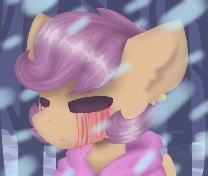 Size: 1000x846 | Tagged: anthro, artist:synnibear03, blood, comic:ponytale, derpibooru import, oc, oc:ponytale scootaloo, scootaloo, semi-grimdark, solo, unofficial characters only