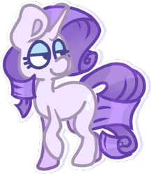 Size: 380x438 | Tagged: safe, artist:olivecow, derpibooru import, part of a set, rarity, pony, unicorn, cutie mark, eyeshadow, female, looking back, makeup, mare, raised hoof, simple background, smiling, solo, transparent background