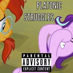 Size: 1400x1400 | Tagged: suggestive, derpibooru import, edit, edited screencap, screencap, starlight glimmer, sunburst, pony, unicorn, the parent map, album cover, cropped, female, mare, parental advisory