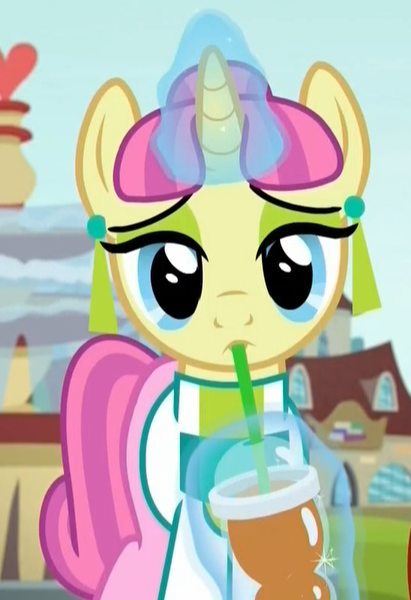 Size: 546x798 | Tagged: safe, derpibooru import, screencap, carbon fizz, pony, the parent map, background pony, cropped, drinking, solo