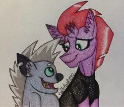 Size: 1721x1494 | Tagged: artist:raritylover152, derpibooru import, grubber, looking at each other, my little pony: the movie, safe, tempest shadow, traditional art