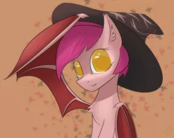 Size: 2601x2057 | Tagged: safe, artist:creepypastapon3, derpibooru import, oc, oc:velvet silverwing, bat pony, bat pony oc, hat, solo, witch hat