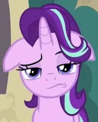 Size: 333x416 | Tagged: cropped, derpibooru import, done with your shit, face, floppy ears, safe, screencap, solo, starlight glimmer, starlight is not amused, the parent map, unamused